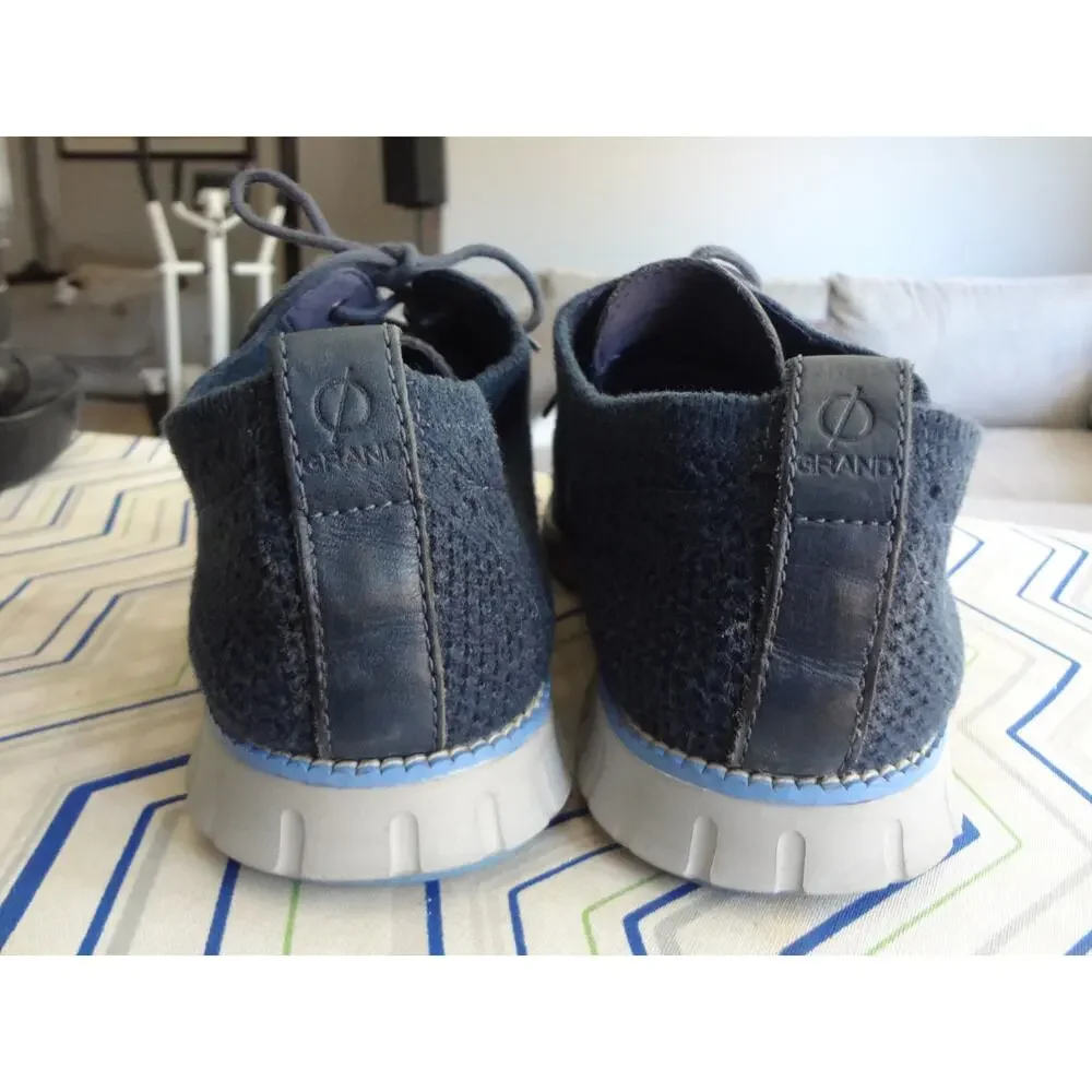 Cole Haan Navy Blue Zerogrand Stichlite Wingtip Oxford Knit Sneaker Men 10.5